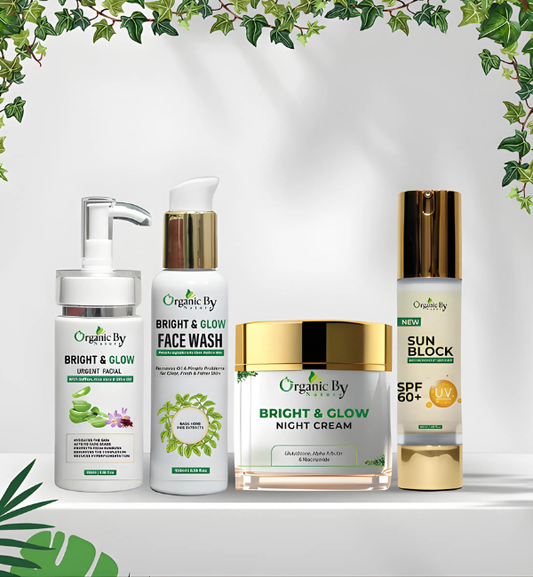 Bright & Glow Deal with Facewash, Organic Facial, Night Cream & Sun Block